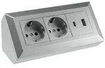 Steckdosenblock 2-fach, Usb-a, Usb-c Pd, Silber Grau