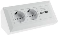 Steckdosenblock Ecksteckdose 2-fach, Schutzkontakt, 2x Usb-a 3,1a