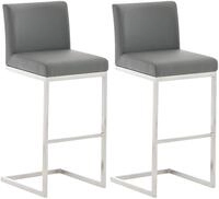 Clp - 2er Set Barhocker Paros Kunstlederbezug Grau