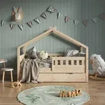 Vitalispa - Hausbett Design, Braun, 80x160 Cm Mit G&auml;stebett Und Matratze