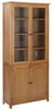 Bücherschrank,Standregal mit 4 Türen 90x35x200 cm Eiche Massivholz & Glas...