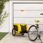 Vidaxl Pet Bike Trailer Yellow And Black Oxford Fabric And Iron