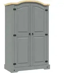 Kleiderschrank Mexiko-stil Kiefernholz 2 T&uuml;ren Grau - Vidaxl