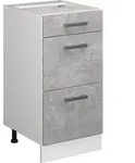 K&uuml;chenunterschrank R-line, Beton, 40 Cm Mit Schubladen, Ohne Arbeitsplatte Vicco