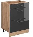 K&uuml;chenunterschrank R-line, Anthrazit Hochglanz, 60 Cm Mit Schubladen, Ohne
