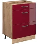 K&uuml;chenunterschrank R-line, Bordeaux Hochglanz, 60 Cm Mit Schubladen, Ohne
