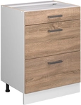 K&uuml;chenunterschrank R-line, Sonoma, 60 Cm Mit Schubladen, Ohne Arbeitsplatte Vicco