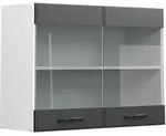 Vicco - K&uuml;chenglasschrank R-line, Anthrazit Landhaus, 80 Cm