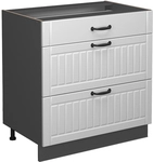 K&uuml;chenunterschrank Fame-line, Wei&szlig; Landhaus, 80 Cm Mit 3 Schubladen, Ohne