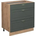 K&uuml;chenunterschrank Fame-line, Gr&uuml;n-gold Landhaus, 80 Cm Mit 3 Schubladen, Ohne