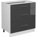 K&uuml;chenunterschrank Fame-line, Anthrazit Hochglanz, 80 Cm Mit 3 Schubladen, Ohne