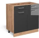 Vicco - K&uuml;chenunterschrank R-line, Anthrazit Hochglanz, 80 Cm Ohne Arbeitsplatte