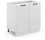 K&uuml;chenunterschrank Fame-line, Wei&szlig; Landhaus/wei&szlig;, 80 Cm Ohne Arbeitsplatte, Vicco