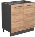 Sp&uuml;lenunterschrank Fame-line, Goldkraft Eiche, 80 Cm Mit Regal, Ohne Arbeitsplatte