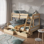 Vitalispa - Etagenbett Everest, Naturholz, 120x200 / 80x200 Cm Mit Schubladen