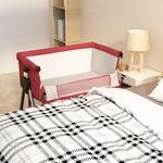 Babybett Mit Matratze Rot Leinenstoff - Vidaxl