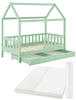 Juskys Kinderbett Marli 90 x 200 cm mit Matratze, Bettkasten, Rausfallschutz,