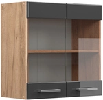 Vicco - K&uuml;chenglasschrank R-line, Anthrazit Hochglanz, 60 Cm