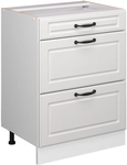K&uuml;chenunterschrank R-line, Wei&szlig; Landhaus, 60 Cm Mit Schubladen, Ohne Arbeitsplatte