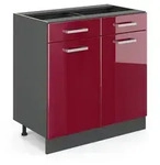 Vicco - K&uuml;chenunterschrank R-line, Bordeaux Hochglanz, 80 Cm Ohne Arbeitsplatte