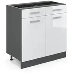 Vicco - K&uuml;chenunterschrank R-line, Wei&szlig; Hochglanz, 80 Cm Ohne Arbeitsplatte