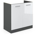 Vicco - Sp&uuml;lenunterschrank R-line, Wei&szlig; Hochglanz, 80 Cm Ohne Arbeitsplatte