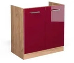 Sp&uuml;lenunterschrank R-line, Bordeaux Hochglanz, 80 Cm Ohne Arbeitsplatte, Vicco