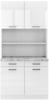 Küchenbuffet R-Line 100 cm Weiß/Weiß Hochglanz modern mit Arbeitsplatte Vicco