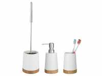 WENKO Bad-Accessoire-Set Bamboo Keramik und Bambus Badzubehör