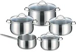Kelomat Geschirr-Topfset Torrano 9-teilig mit Glasdeckel Edelstahl