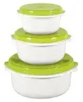 EMSA Mikrowellentopfset Micro Family 0,5/1/1,5 Liter wei&szlig;/limette 3 teilig