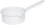 Riess Stielkasserolle mit gro&szlig;em Ausguss &Oslash;12cm 0,5L Weiss Emaille