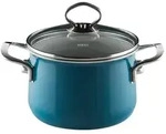 Riess Nouvelle Fleischtopf mit Glasdeckel &Oslash;16cm 2 Liter Aquamarin Emaille...
