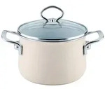 Riess Nouvelle Avorio Fleischtopf mit Glasdeckel &Oslash;20cm, 4 Liter Emaille extrasta...