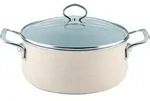 Riess Kasserolle mit Glasdeckel &Oslash;24cm 3,7L Avorio Emaille