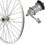 Hinterrad 28" R&uuml;cktritt Silber Kasten-Alu, Rbn, Zub.