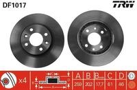 TRW Bremsscheibe df1017 bel&uuml;ftet 259mm 20mm f&uuml;r RENAULT
