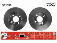 TRW Bremsscheibe DF1530 belüftetVorne Rechts Links für AUDI 80 B3 1.8 E 2.0...