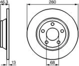 BOSCH Bremsscheibe 0986478615 voll 280mm 13mm f&uuml;r VW