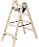 G&uuml;nzburger Steigtechnik Stufen-Stehleiter Holz beidseitig begehbar 2x4 Stufen
