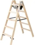 G&uuml;nzburger Steigtechnik Stufen-Stehleiter Holz beidseitig begehbar 2x5 Stufen