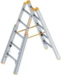 Layher Treppenstehleiter TOPIC 5 Sprossen, Aluminiumleiter klappbar mit