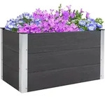 Outsunny Hochbeet Wetterfester Pflanzkasten aus WPC + Aluminium, ohne Boden, Grau,