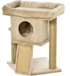 PawHut Kratzbaum katze 2 Ebenen mit Katzenh&ouml;hle und Spielball, Jute-Kratzmatte,