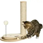 PawHut Kratzbaum f&uuml;r Katze mit Holzkugel-Spielzeug, kleiner Kratzbaum mit