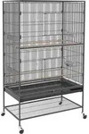 PawHut Vogelk&auml;fig Vogelvoliere mit Sitzstangen und Ablage, 94 x 57 x 153 cm, Grau,