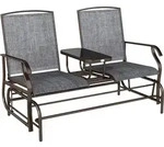 Outsunny Gartenbank Schaukelstuhl 2-Sitzer mit Tisch, Sitzbank Schaukelbank f&uuml;r