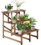 Outsunny Pflanzentreppe Blumenregal 3 Stufen aus Tannenholz 80 x 80 x 78cm f&uuml;r
