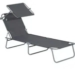 Outsunny Sonnenliege klappbar Gartenliege Liegestuhl mit Sonnenschutz Grau 187...