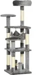 PawHut Kratzbaum, mit Plattformen, H&auml;ngematte, stabil, Katzenbaum, Grau, L40 x B40 x